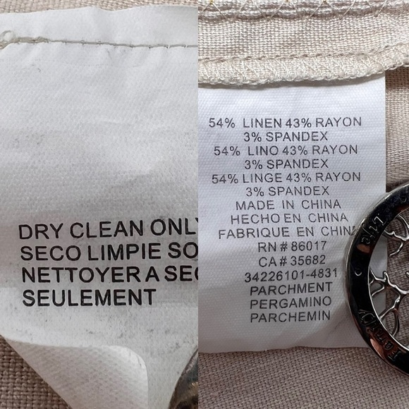 Y2K Bebe Ivory Wide Leg Linen Blend Slacks Size 2 Gold Stitching Salvedge Edge - Picture 8 of 14